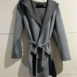 Zara Charcoal/blue hooded Trench Coat